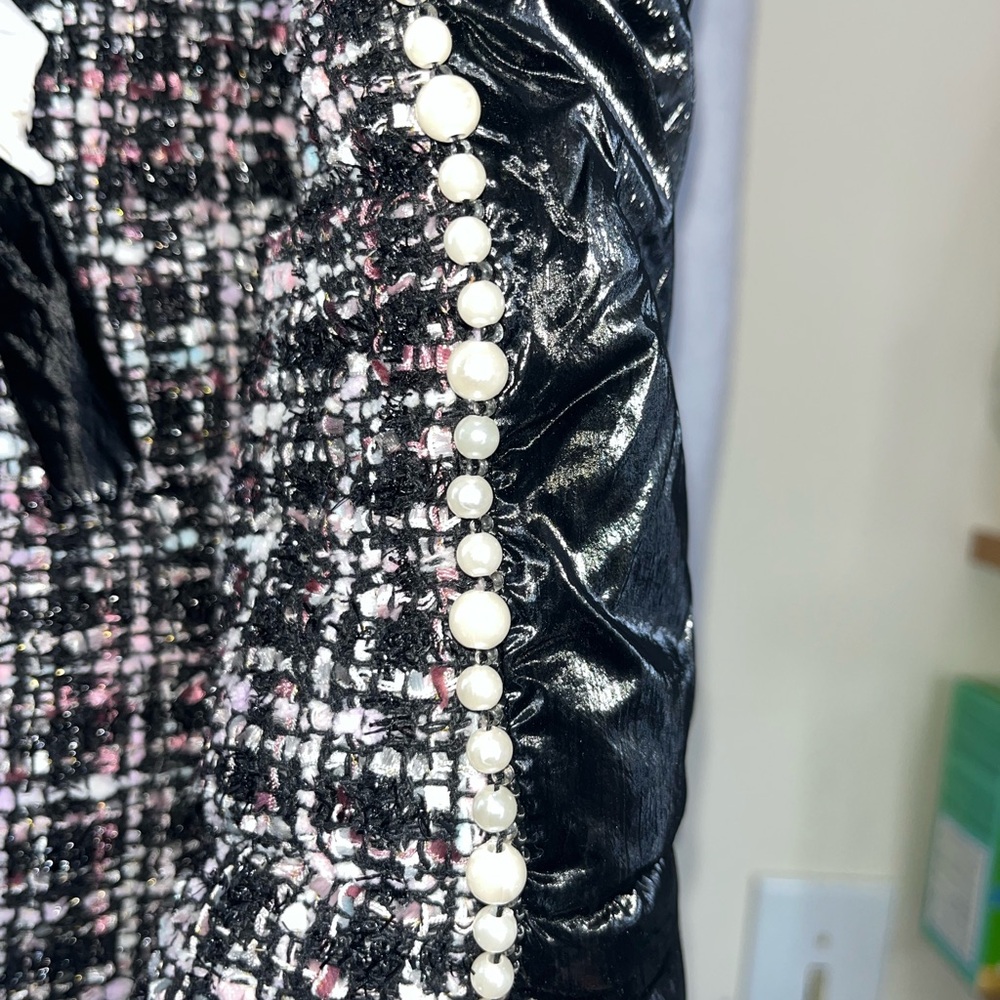 Forever 21 Black and Pink Tweed Puffer Jacket - Picture 2 of 6
